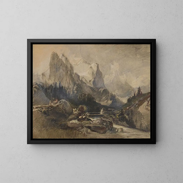 Le Wetterhorn dans l'Oberland bernois - Alexandre Calame — oprawiony obraz na ścianie
