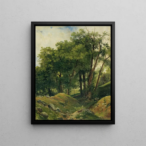 Grupa drzew kasztanowych - Alexandre Calame — oprawiony obraz na ścianie