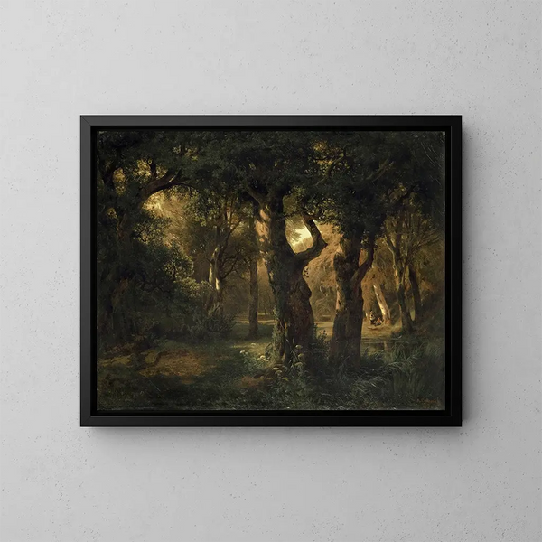 Wnętrze lasu - Alexandre Calame — oprawiony obraz na ścianie