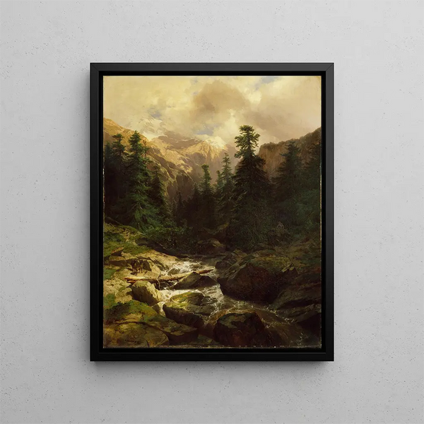 Pamiątka z Rosenlaui w Szwajcarii - Alexandre Calame — oprawiony obraz na ścianie