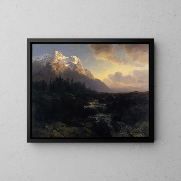 Dolina Rosenlaui z Wetterhorn - Alexandre Calame — oprawiony obraz na ścianie
