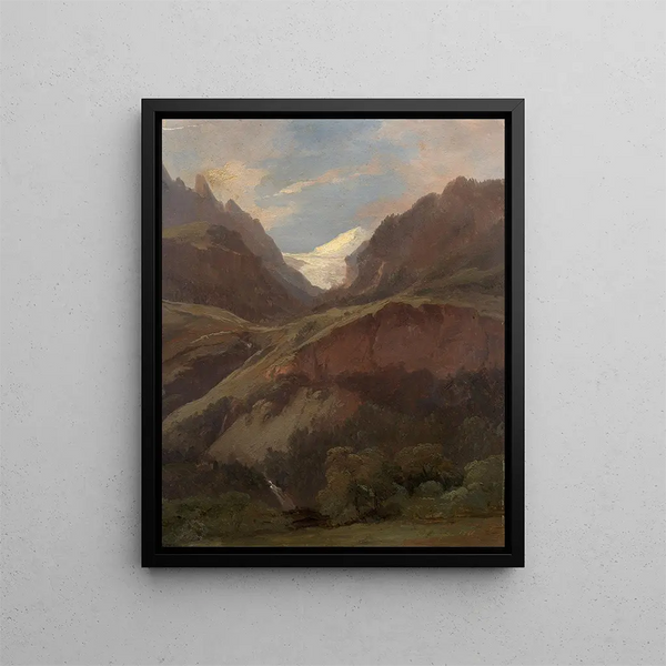 Widok na Wetterhorn i Reichenbach z Meiringen - Alexandre Calame — oprawiony obraz na ścianie