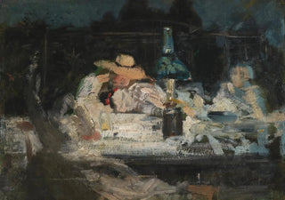 Alexandre Falguire - Figures Seated Around a Lamp.webp