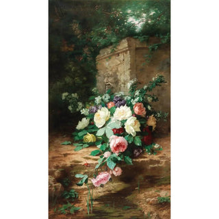 Alexandre Gamba de Preydour - Flowers By An Ancient Fountain.webp