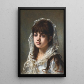 Alexei Harlamoff - Portrait Of A Young Girl Wearing A White Veil.webp