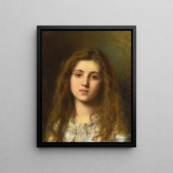 Portret młodej dziewczyny - Alexei Harlamoff — oprawiony obraz na ścianie