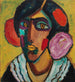Głowa kobiety z kwiatami we włosach - Alexej von Jawlensky — widok dzieła