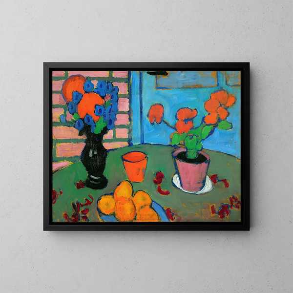 Martwa natura z kwiatami i pomarańczami - Alexej von Jawlensky — oprawiony obraz na ścianie