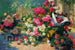 Paniers de fleurs et pots de fleurs dans un jardin - Alfred Petit — widok dzieła