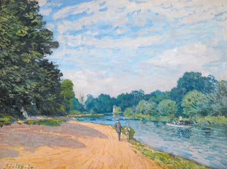 Tamiza z kościołem Hampton - Alfred Sisley — widok dzieła