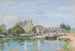 Domy nad brzegiem tamy na Gazonne - Alfred Sisley — widok dzieła