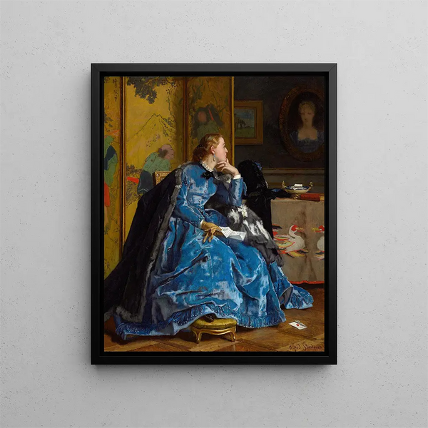 Jedna księżna w niebieskiej sukni - Alfred Stevens — oprawiony obraz na ścianie