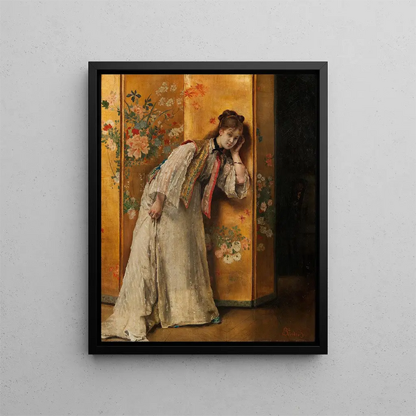 Curieux - Alfred Stevens — oprawiony obraz na ścianie