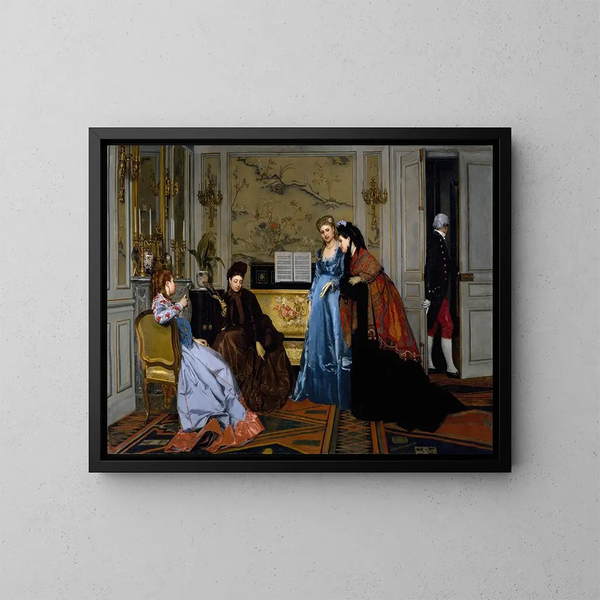 Eleganckie figury w salonie - Alfred Stevens — oprawiony obraz na ścianie