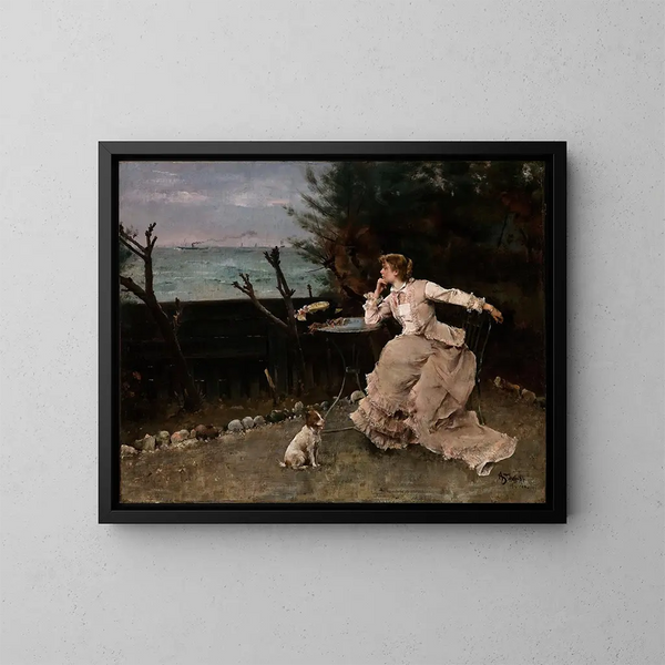 En pleine réflexion - Alfred Stevens — oprawiony obraz na ścianie