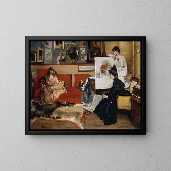 W pracowni - Alfred Stevens — oprawiony obraz na ścianie