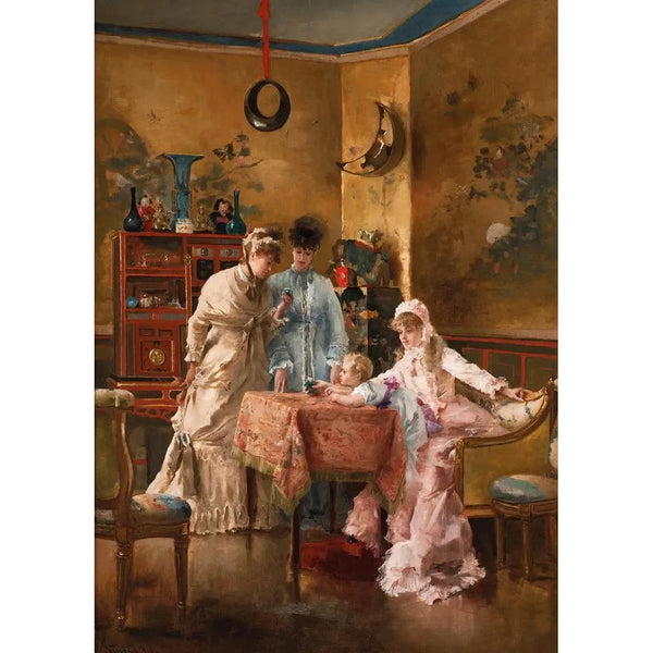 Les visiteuses - Alfred Stevens — oprawiony obraz na ścianie
