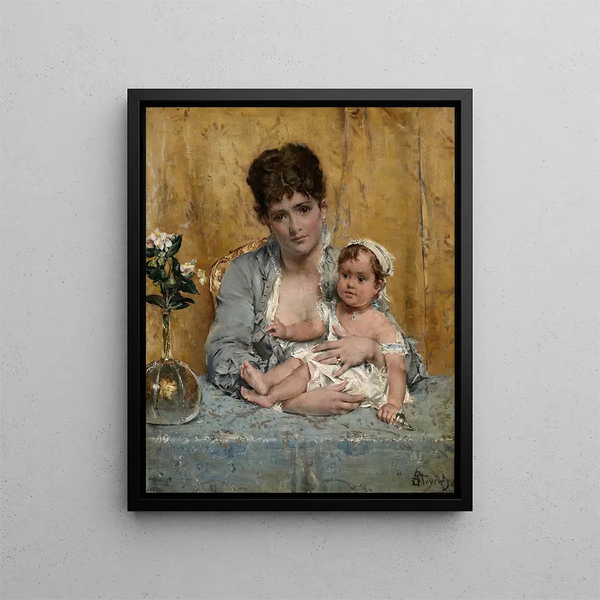 Matka i dziecko - Alfred Stevens — oprawiony obraz na ścianie