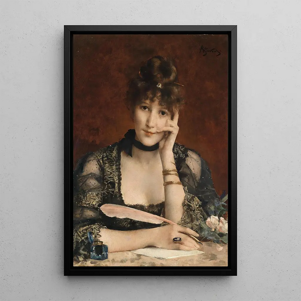 La lettre - Alfred Stevens — oprawiony obraz na ścianie