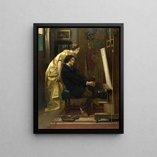 Le peintre et son modèle - Alfred Stevens — oprawiony obraz na ścianie