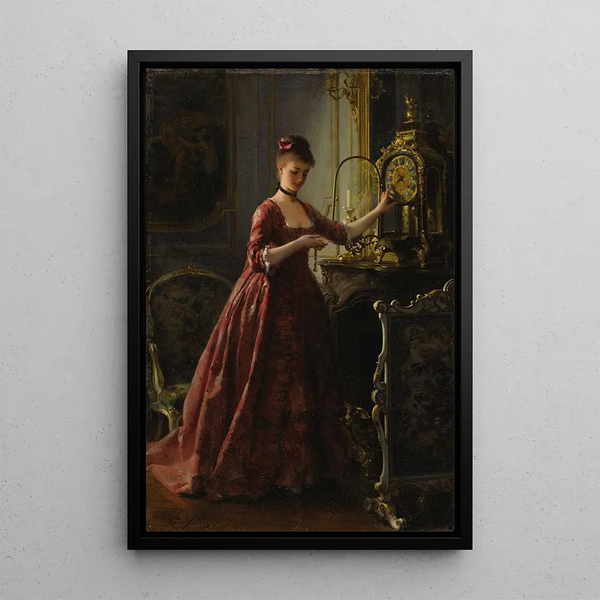 Remontant l'horloge de cheminée - Alfred Stevens — oprawiony obraz na ścianie