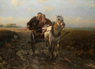 Promenada w radosnej przejażdżce samochodem - Alfred von Wierusz-Kowalski — widok dzieła