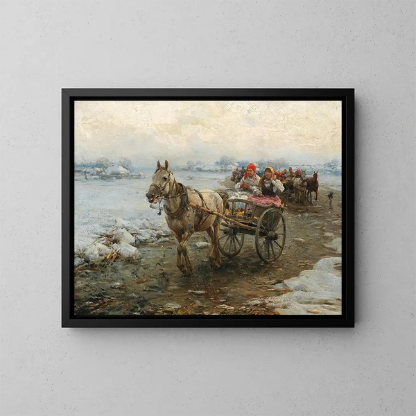 Le Voyage en voiture de poste - Alfred von Wierusz-Kowalski — oprawiony obraz na ścianie