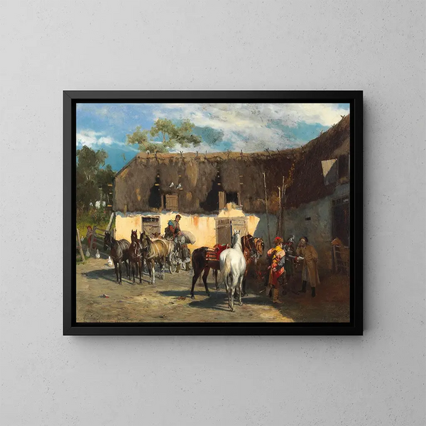 La Réquisition - Alfred von Wierusz-Kowalski — oprawiony obraz na ścianie