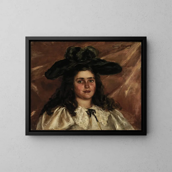 Laura Alice na dużym kapeluszu - Alice Pike Barney — oprawiony obraz na ścianie