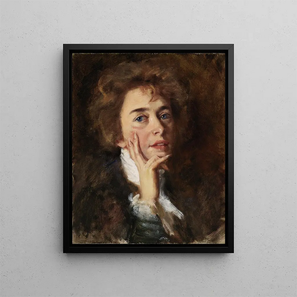 autoportret z jabłkiem - Alice Pike Barney — oprawiony obraz na ścianie