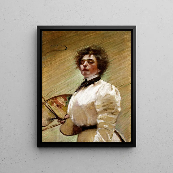 Autoportret z paletą - Alice Pike Barney — oprawiony obraz na ścianie