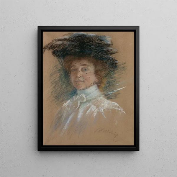 autoportret z kapeluszem i woalem - Alice Pike Barney — oprawiony obraz na ścianie