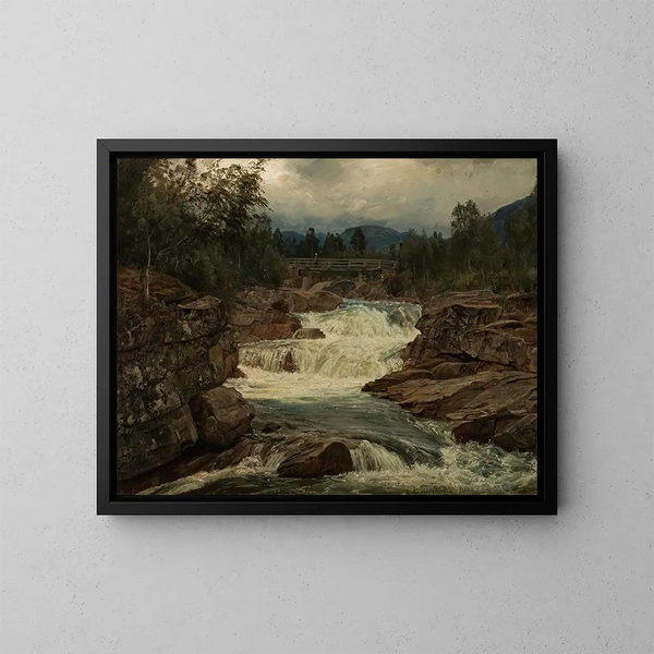 Spadająca Hornindalsfossen, Nordfjord - Amaldus Nielsen — oprawiony obraz na ścianie
