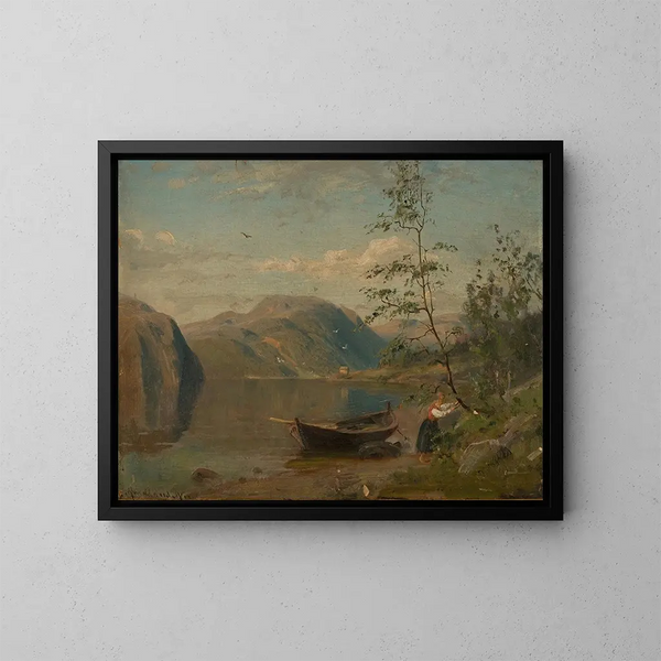 Plaża w Hardanger - Amaldus Nielsen — oprawiony obraz na ścianie