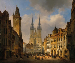 Ambros Ivo Vermeersch - Prague the Old Market with the Church of Our Lady Teyn Churchin the Distance.webp