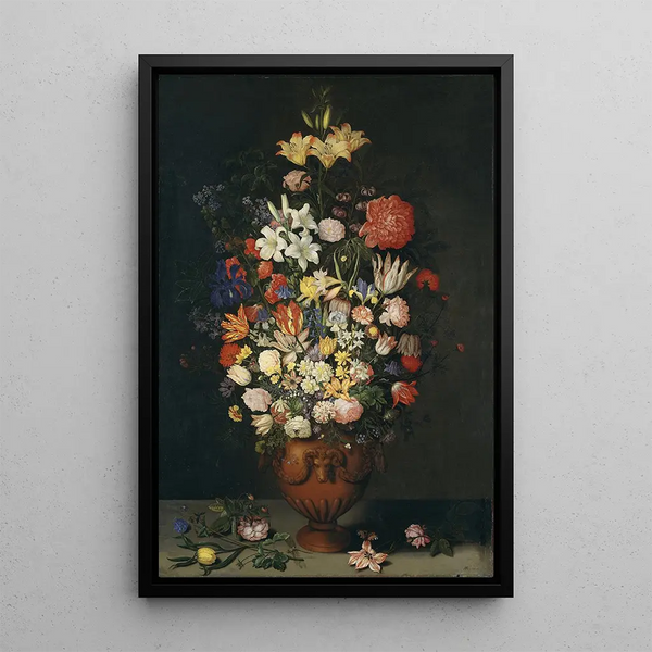 Martwa natura z wazonem z kwiatami - Ambrosius Bosschaert starszy — oprawiony obraz na ścianie