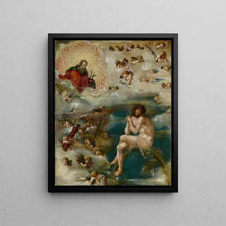 Le Christ intercède auprès de Dieu le Père - Ambrosius Holbein — oprawiony obraz na ścianie