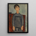 Dziewczyna stojąca w czarnym fartuchu - Amedeo Modigliani — oprawiony obraz na ścianie