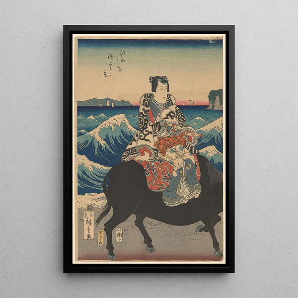 Reprodukcja obrazu Wyspa Enoshima, scena na byku z falami - Andō Hiroshige