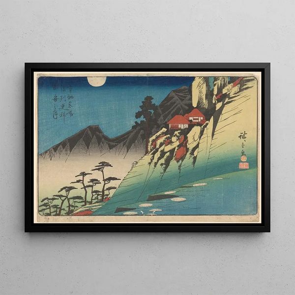 Domy na Wzgórzu, Ciemne Góry - Andō Hiroshige — oprawiony obraz na ścianie