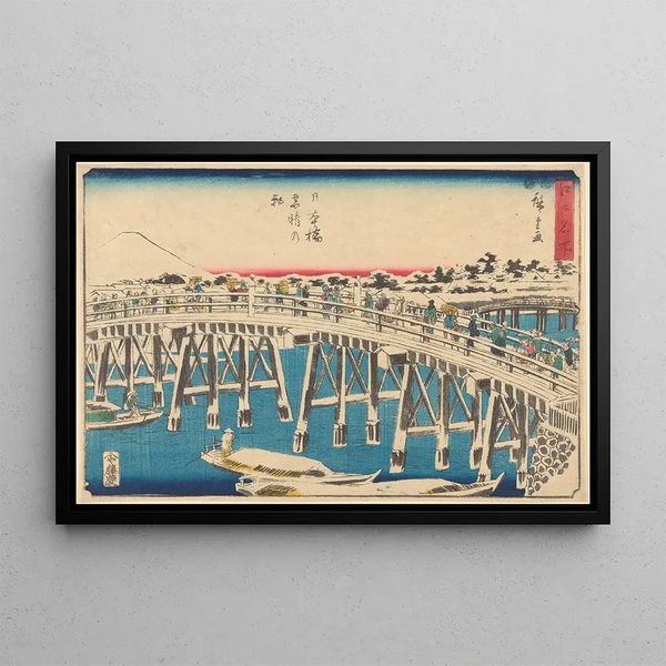 Nihonbashi pod śniegiem - Andō Hiroshige — oprawiony obraz na ścianie