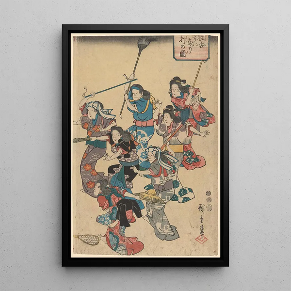 Querelle de domestiques - Andō Hiroshige — oprawiony obraz na ścianie
