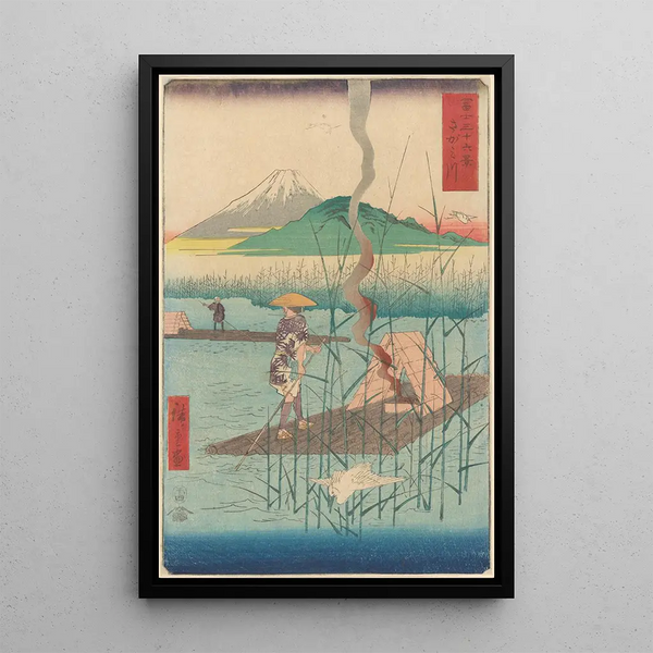 Reprodukcja obrazu Radeau Shoshiyu wśród traw - Andō Hiroshige