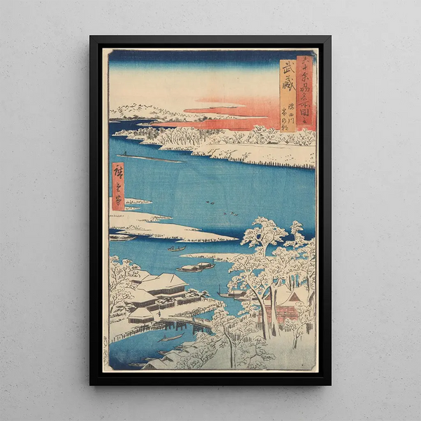 Reprodukcja obrazu Scena zimowa na brzegu rzeki Islet - Andō Hiroshige