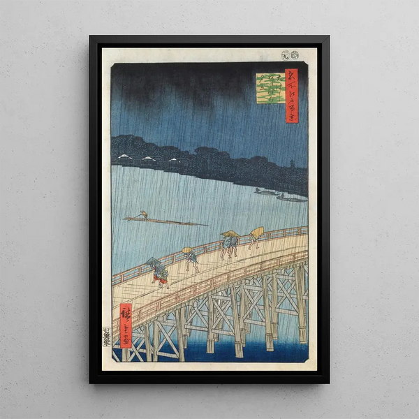 Nagła ulewa na moście Ohashi i Atake - Andō Hiroshige — oprawiony obraz na ścianie