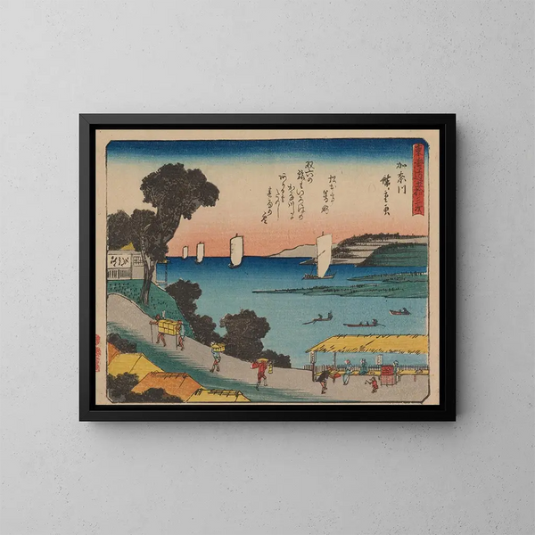 Tokaido, pięćdziesiąt trzy stacje, plan 04 - Andō Hiroshige — oprawiony obraz na ścianie