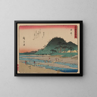 Tokaido gojusantsugi, planche 17 - Andō Hiroshige — oprawiony obraz na ścianie