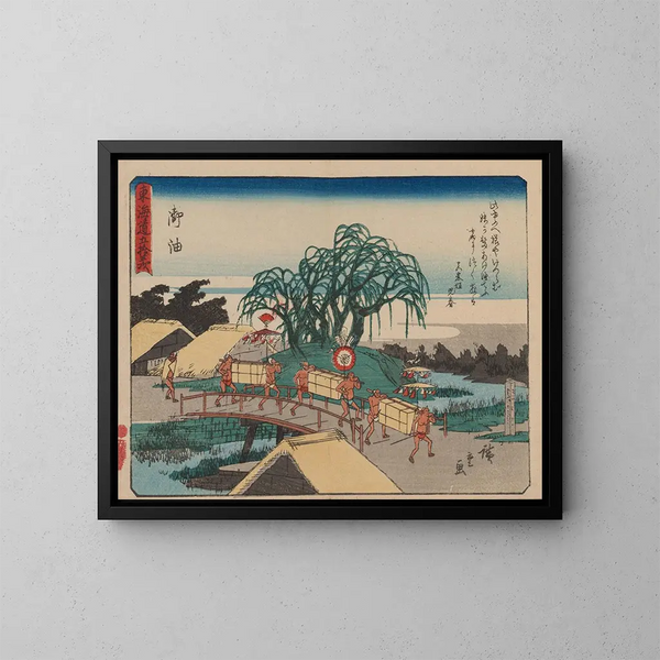 Tokaido, pięćdziesiąt trzy stacje, plansza 36 - Andō Hiroshige — oprawiony obraz na ścianie