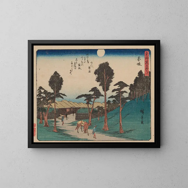 Tokaido, pięćdziesiąt trzy stacje, plansza 37 - Andō Hiroshige — oprawiony obraz na ścianie