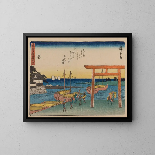 Tokaido, pięćdziesiąt trzy stacje, plansza 42 - Andō Hiroshige — oprawiony obraz na ścianie